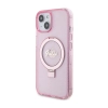 Guess Ring Stand Script Glitter MagSafe - Etui iPhone 15 Plus (różowy)