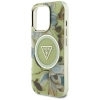 Guess Glitter Flowers Triangle Buttons MagSafe - Etui do iPhone 16 Pro (zielony)
