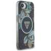 Guess IML Metal Glitter Flowers Triangle MagSafe - Etui do iPhone 16e (czarny)