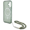 Guess IML Glitter With Pearl Strap MagSafe - Etui iPhone 16 Plus (zielony)