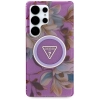 Guess Glitter Flowers Triangle Buttons MagSafe - Etui do Samsung Galaxy S25 Ultra (fioletowy)
