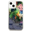 Guess Liquid Glitter Flower - Etui iPhone 13 mini (niebieski)