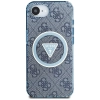 Guess IML Metal Glitter 4G Circle Triangle MagSafe - Etui do iPhone 16e (niebieski)