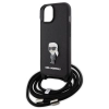 Karl Lagerfeld Crossbody Saffiano Monogram Ikonik Metal Pin - Etui iPhone 15 (czarny)