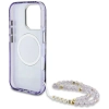 Guess Palm Trees Triangle Pearl Strap MagSafe - Etui do iPhone 16 Pro (fioletowy)