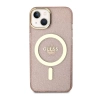 Guess Glitter Gold MagSafe - Etui iPhone 14 Plus (Różowy)