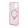 Guess Ring Stand Script Glitter MagSafe - Etui iPhone 15 (różowy)