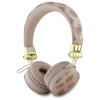 Guess Peony Script Round Shape - Bezprzewodowe słuchawki nauszne Bluetooth ENC (brązowy)