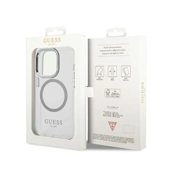 Guess Metal Outline MagSafe - Etui iPhone 14 Pro (przezroczysty / srebrny)