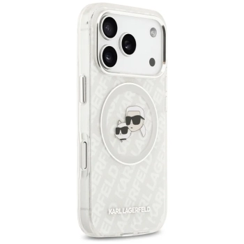 Karl Lagerfeld IML Glitter Karl & Choupette Heads Logo MagSafe - Etui iPhone 17 Pro (szary)