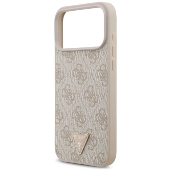 Guess Leather 4G Triangle Strass MagSafe - Etui iPhone 17 Pro Max (różowy)