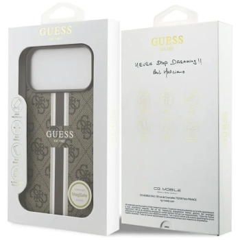 Guess 4G Printed Stripes MagSafe - Etui iPhone 17 Pro Max (brązowy)