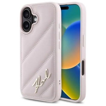Karl Lagerfeld Quilted Signature - Etui iPhone 16 (różowy)