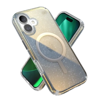 Speck Presidio Lux MagSafe - Etui iPhone 17 (Hyper Mirror Glitter / Silver Metallic)