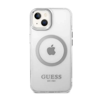 Guess Metal Outline MagSafe - Etui iPhone 14 Plus (przezroczysty / srebrny)