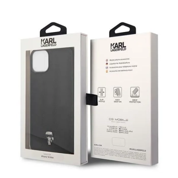Karl Lagerfeld Quilted Puffy Ikonik Pin - Etui do iPhone 14  (Czarny)