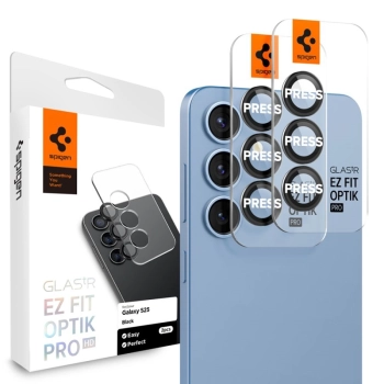 Spigen Optik Pro GLAS.TR EZ Fit Camera Protector 2-Pack - Szkło ochronne na obiektyw do Samsung Galaxy S25 (2 szt) (Czarny)