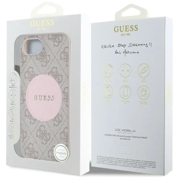 Guess 4G Circle Classic Logo MagSafe - Etui do iPhone 16e (różowo)