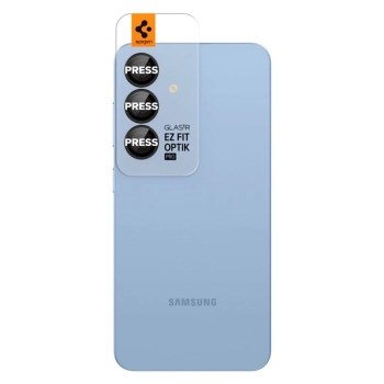Spigen Optik Pro GLAS.TR EZ Fit Camera Protector 2-Pack - Szkło ochronne na obiektyw do Samsung Galaxy S25 (2 szt) (Czarny)
