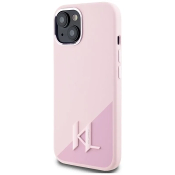 Karl Lagerfeld Silicone Shadow Metal Initial MagSafe - Etui do iPhone 15 (różowy)