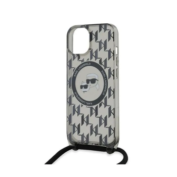 Karl Lagerfeld IML Crossbody Monogram Karl & Choupette Head MagSafe - Etui iPhone 15 / 14 / 13 (czarny)