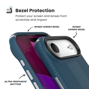 Speck Presidio2 Grip ClickLock & MagSafe - Etui iPhone Air (Deep Sea / Silver Metallic / Spell Blue)