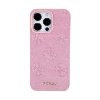 Guess Leather 4G Stamped - Etui iPhone 15 (różowy)