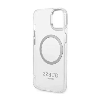 Guess Metal Outline MagSafe - Etui iPhone 14 Plus (przezroczysty / srebrny)