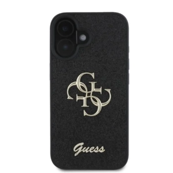 Guess Fixed Glitter Big 4G - Etui iPhone 16 (czarny)