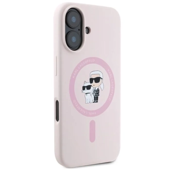 Karl Lagerfeld Silicone Karl & Choupette Ring MagSafe - Etui iPhone 16 Plus (różowy)