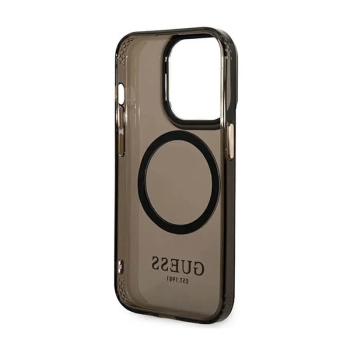 Guess Gold Outline Translucent MagSafe - Etui iPhone 14 Pro (czarny)