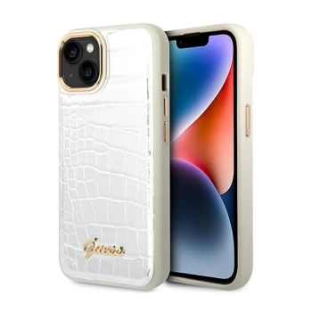 Guess Croco Collection - Etui iPhone 14 Plus (srebrny)