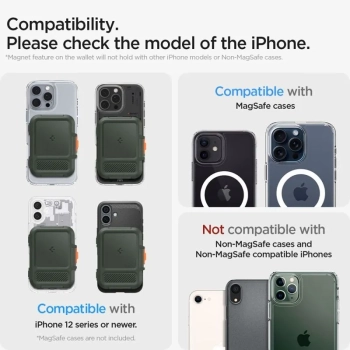 Spigen Lock Fit MagSafe - Portfel magnetyczny (Military Green)