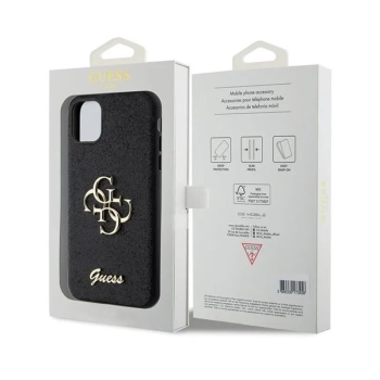 Guess Glitter Script Big 4G - Etui iPhone 11 (czarny)