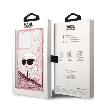 Karl Lagerfeld Liquid Glitter NFT Karl's Head - Etui iPhone 14 Pro (różowy)