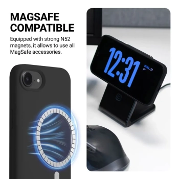 Crong Color Cover Magnetic - Etui iPhone 16e MagSafe (czarny)