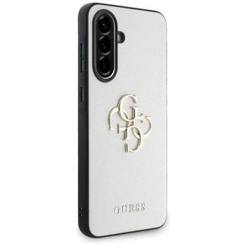 Guess Grained Big 4G Logo Small Classic Logo - Etui do Samsung Galaxy A56 5G (beżowy)