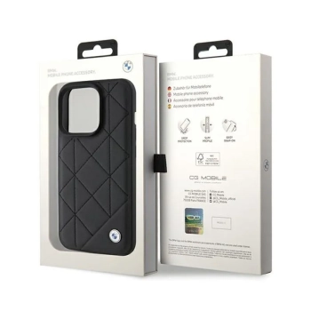 BMW Leather Quilted - Etui iPhone 15 Pro Max (czarny)