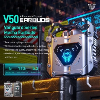 WEKOME V50 Vanguard Series - Bezprzewodowe słuchawki Bluetooth V5.3 TWS z etui ładującym (Tarnish)