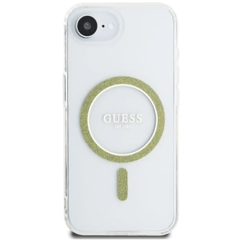 Guess IML Glitter Circle MagSafe - Etui do iPhone 16e (przezroczysty)