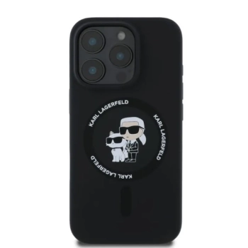 Karl Lagerfeld Silicone Karl & Choupette Ring MagSafe - Etui iPhone 16 Pro (czarny)