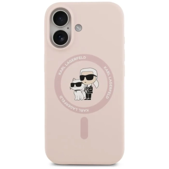 Karl Lagerfeld Silicone Karl & Choupette Ring MagSafe - Etui iPhone 17 (różowy)