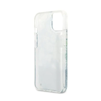 Guess Liquid Glitter Flower - Etui iPhone 13 (niebieski/zielony)