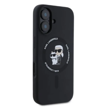 Karl Lagerfeld Silicone Karl & Choupette Ring MagSafe - Etui iPhone 16 (czarny)