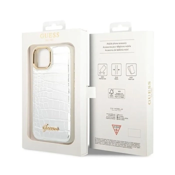 Guess Croco Collection - Etui iPhone 14 Plus (srebrny)