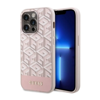 Guess GCube Stripes MagSafe - Etui iPhone 14 Pro Max (Różowy)
