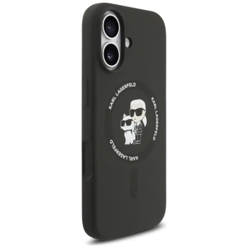 Karl Lagerfeld Silicone Karl & Choupette Ring MagSafe - Etui iPhone 17 (czarny)