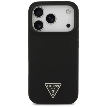 Guess Silicone Triangle Logo MagSafe - Etui iPhone 17 Pro (czarny)