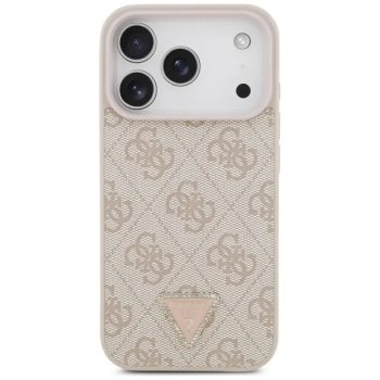 Guess Leather 4G Triangle Strass MagSafe - Etui iPhone 17 Pro (różowy)