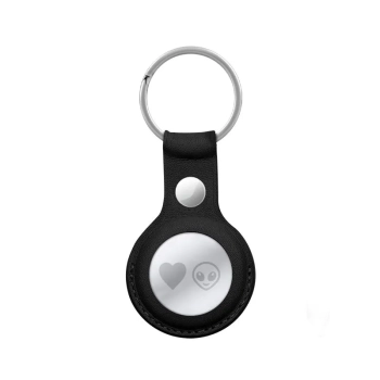 Crong Leather Case with Key Ring - Skórzane etui ochronne brelok do Apple AirTag (czarny)
